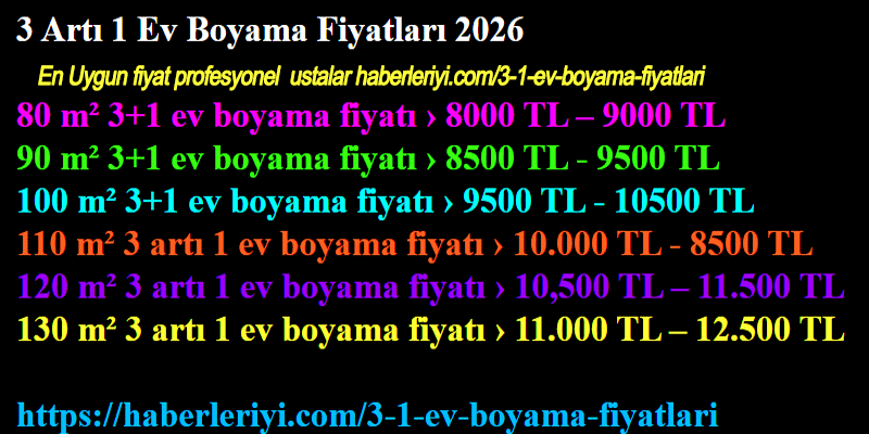 3+1 ev boyama fiyatı 2026
